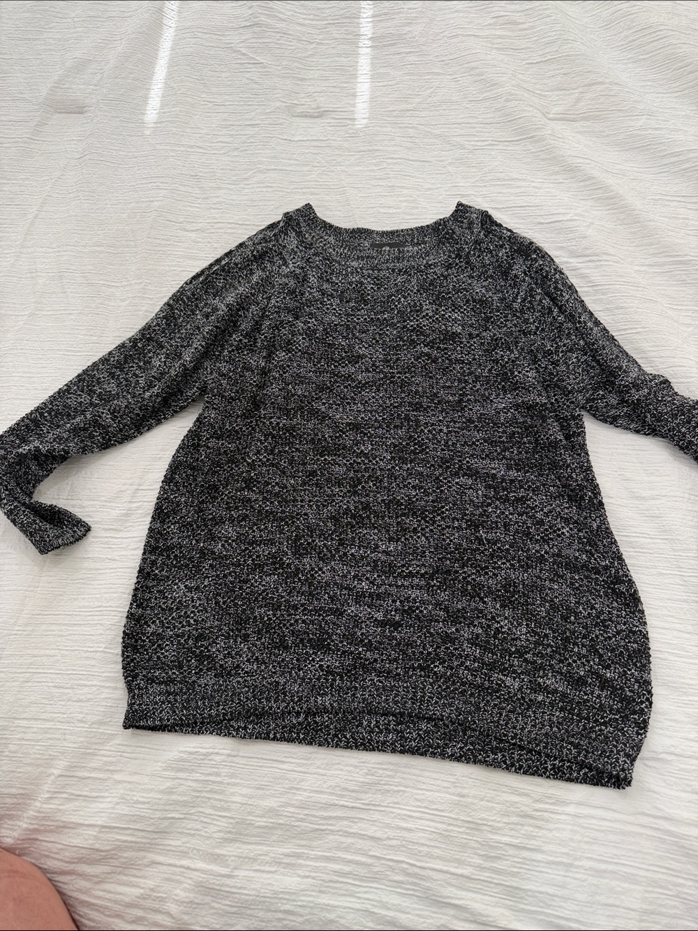 Angie Black & Gray Marled Crewneck Sweater